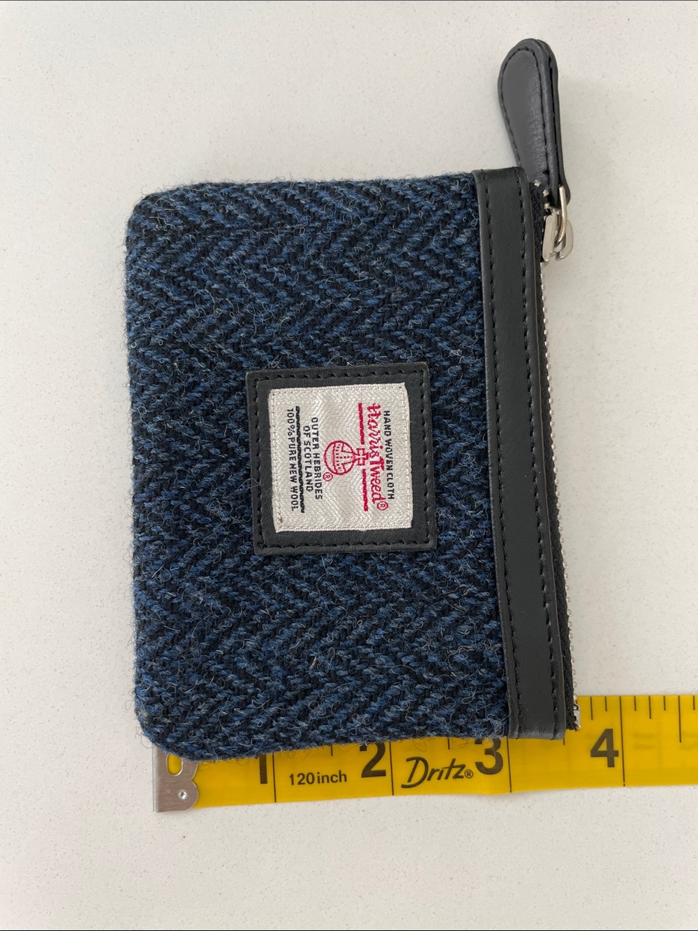 Harris Tweed Navy Zip Coin and Card Pouch Wallet - Picture 15 of 15